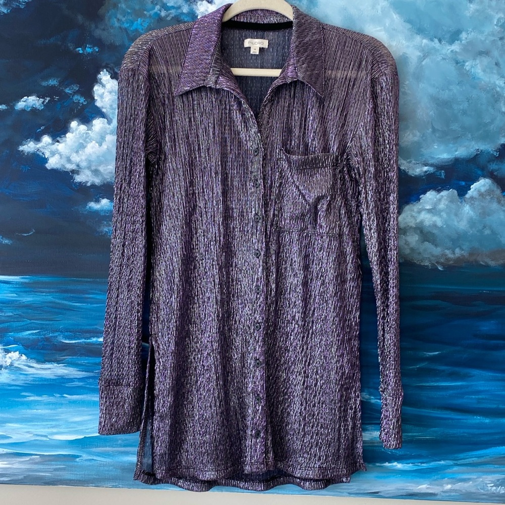 Anthro Pilcro Purple Shimmer Top